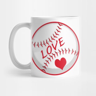 Baseball Lover Women's Cute Baseball Love Heart Baseball Mom Mug